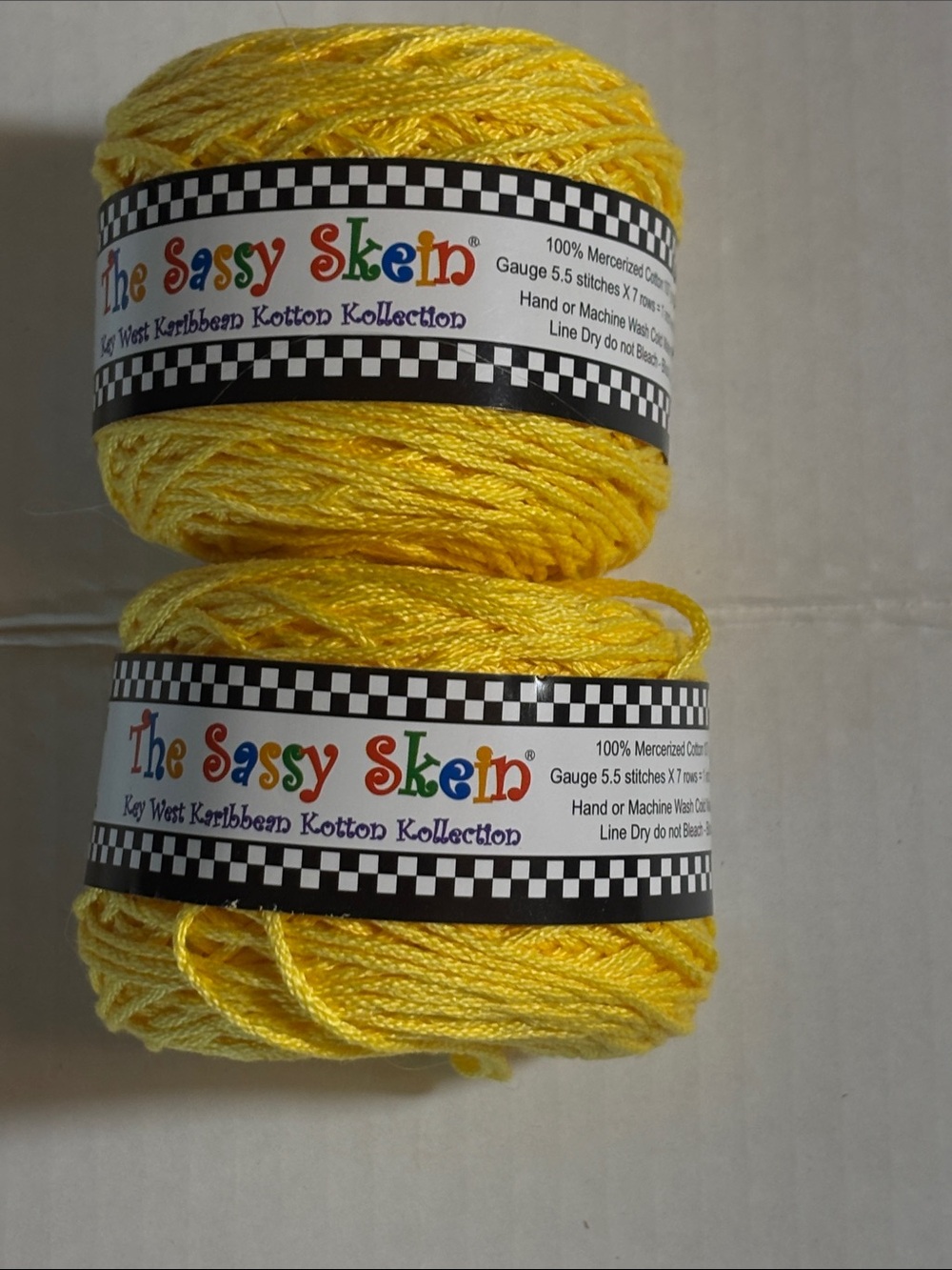 Bright Yellow Cotton Yarn - 2 Pack